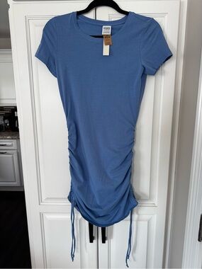 PINK Victoria's Secret Blue Ruched Short-Sleeve Tee Dress